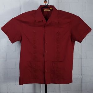 The Havanera Co Mens L Red Embroidered Shirt